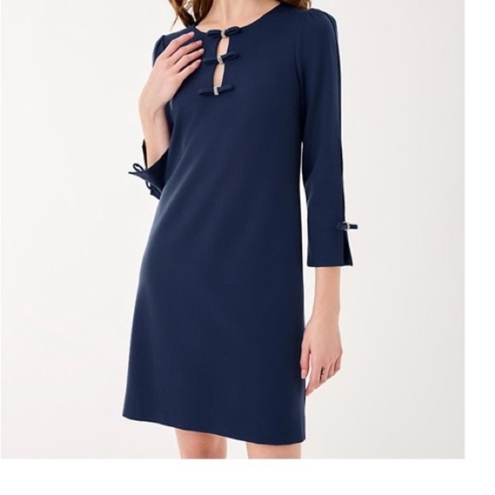 Lilly Pulitzer Navy Bow-Accent Long Sleeve Shift Dress